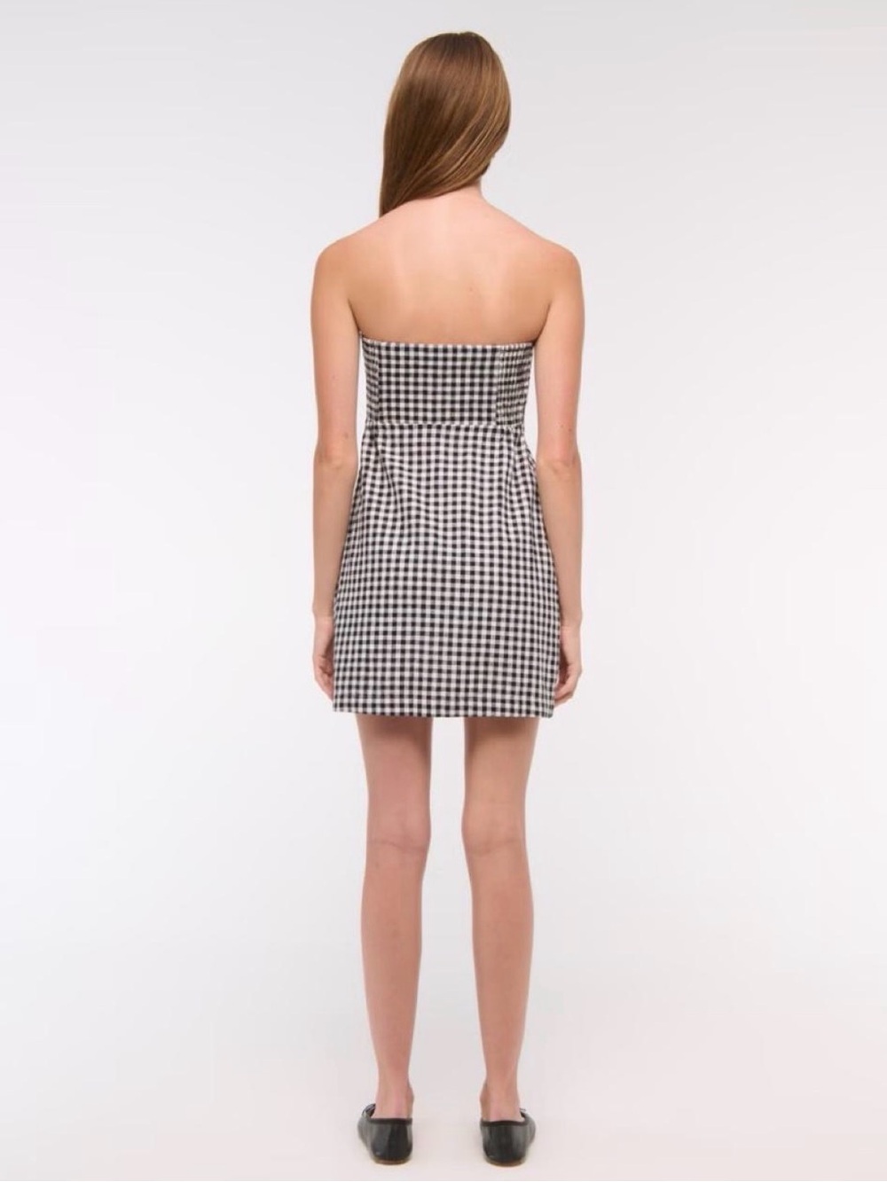 Abercrombie & Fitch Gingham Strapless Linen Blend Dress - Picture 2 of 5